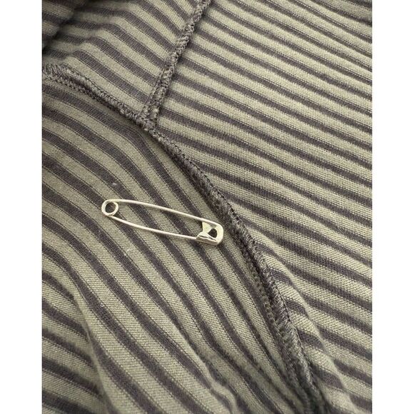 Bryn Walker Size L Long Open Cardigan Belted Black Gray Stripe Lagenlook Stretch - Picture 8 of 13